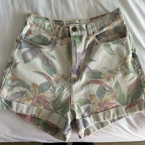 RARE American Apparel High Waisted Floral Denim Shorts Size 30